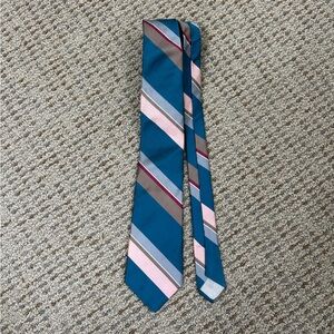 Vintage Christian Dior All Silk Striped Tie Pink Blue